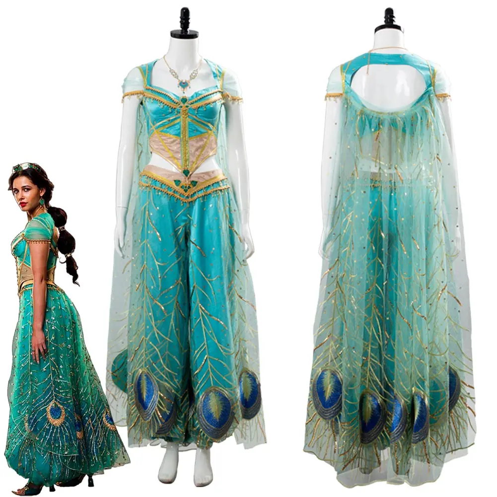 Il film Aladdin Cosplay principessa Cosplay Jasmine Naomi Scott abito verde  blu Costume adulto donna femmina carnevale di Halloween - AliExpress  Novelty \u0026 Special Use
