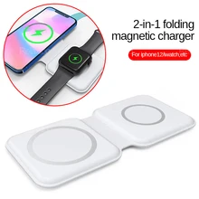 Foldable Magnetic Charger For Iphone 11 12 Pro MAx Dual D21 Wireless Charger Pad For Apple Watch 5 4 3 2 Fast Charger Stand