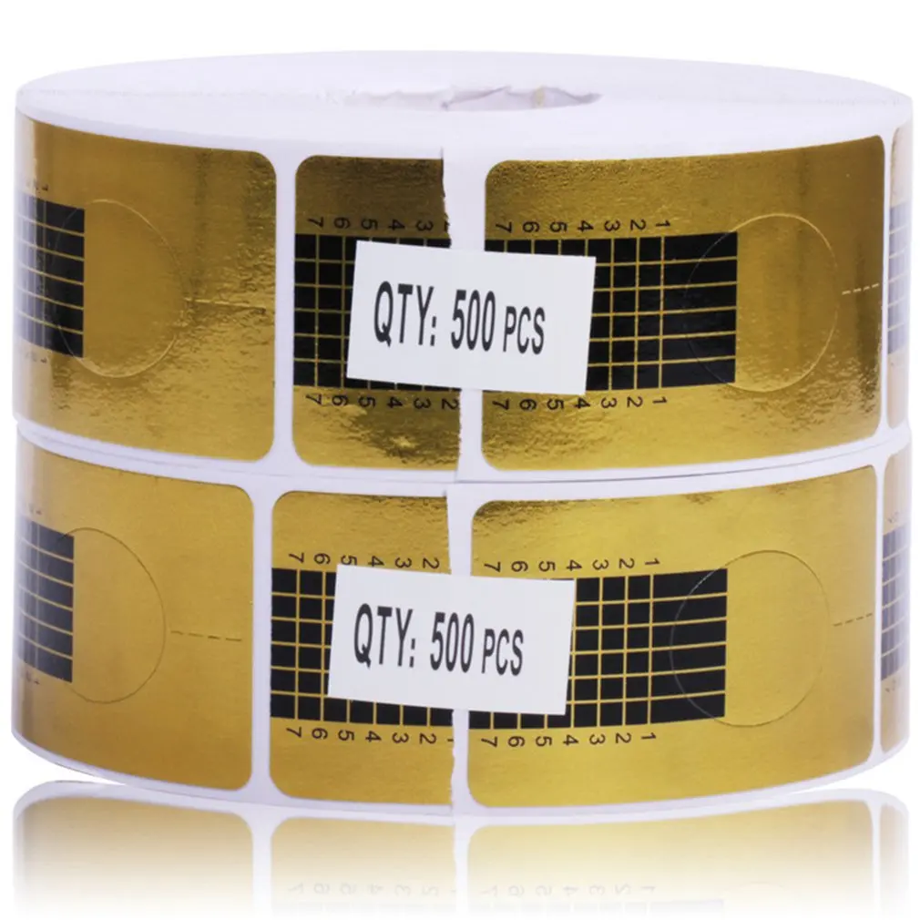 500 шт./компл. Профессиональный гвоздь насадки для инструментов направляющая форма для ногтей акриловый наконечник наращивание ногтей Стикеры лак для ногтей Curl форма золото