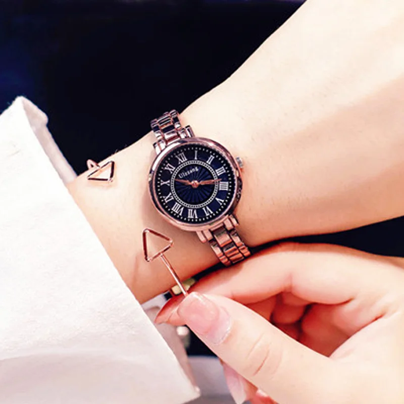 Уникальные кофейные Золотые женские часы Стильные римские цифры Ретро Женские