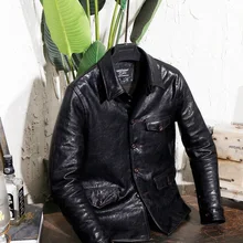 YR!. Итальянская прозрачная дубовая кожаная куртка в стиле бракеман, Мужская винтажная Классическая куртка из натуральной кожи