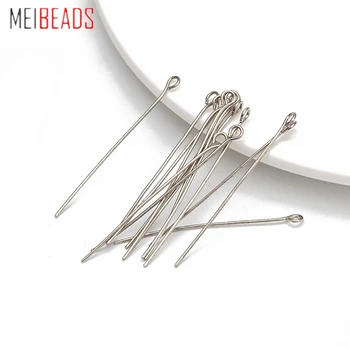 

MEIBEADS 200pcs/bag Eye Head Pins Jewelry Findings Rhodium/White/Silver Color Needles for Earring Bracelet DIY Accessories UF117