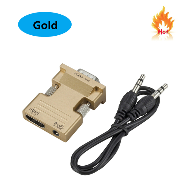 HDMI-compatible Female to VGA Male Converter 3.5mm Audio Cable Adapter 1080P FHD Video Output for PC Laptop TV Monitor