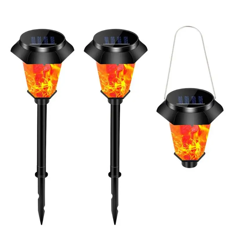

4pcs LED Solar Flame Lamp Hex Spike Waterproof Hanging Ground Light Garden