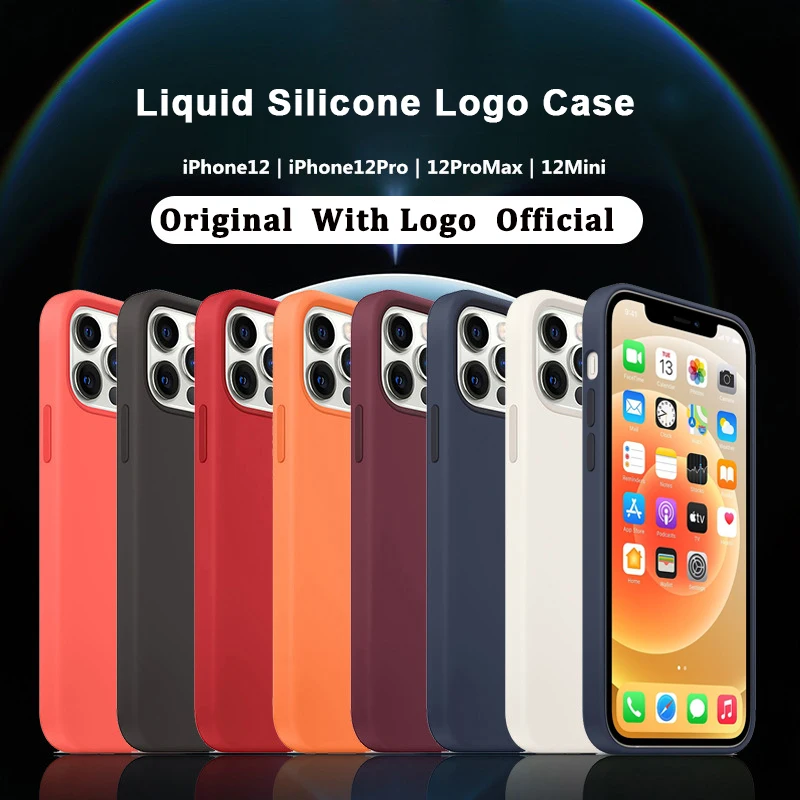 

Original funda Liquid Silicone Case For Apple iPhone 12 12Mini 12Pro Soft Cover Coque For iphone 12 pro max11 Se 2020 with Logo