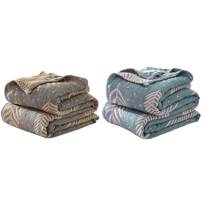 4 Layer Cotton Gauze Muslin Throw Blanket for Bed Sofa Summer Air Conditioning Bedspread for Kids Adults