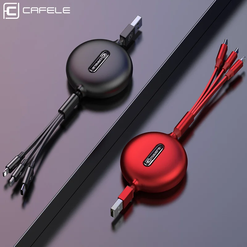 Cafele 3 в 1 Выдвижной Кабель Micro USB Type C для зарядки iPhone X XS Max цветной usb кабель Huawei P30