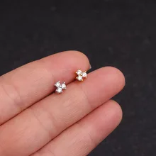  1PC Korean Fashion Cz Ear Studs Cartilage Earring for Women Stainless Steel Zircon Small Stud Earring Ear Piercing Jewelry Gifts 