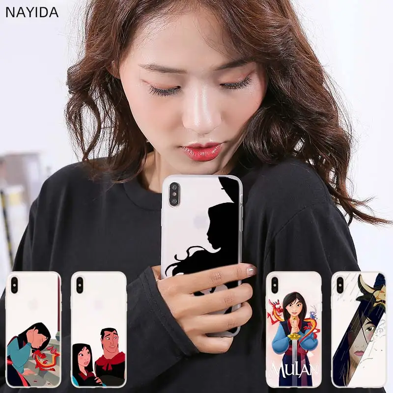 

NAYIDA Cases Silicone soft Cover for iPhone 11 Pro 2019 X XI XS Max XR 6 7 8 Plus SE 4 5 S Cartoon Mulan
