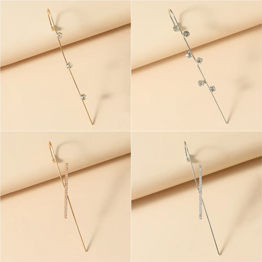 Women's Stud Earrings Ear Needle Wrap Crawler Hook Surround Auricle Diagonal Copper Inlaid Zircon Piercing / 1 Pc stud earrings ear accessories