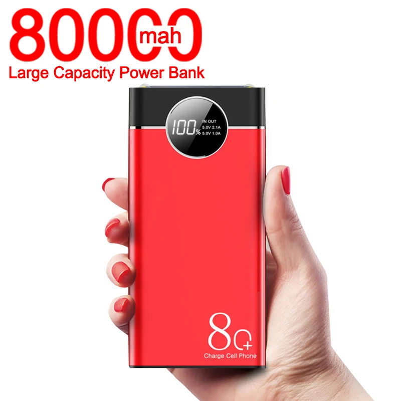 Power Bank 80000mAh Portable Charger High Capacity Digital Display Safe Fast Charging LED External Battery for Xiaomi Samsung external battery