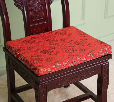red jiubei Китайские шелковые парчовые этнические подушки для дивана, стула, губки, противоскользящие подушечки на молнии, подушки для стульев, стула, кресла, коврики для сидений - Цвет: red jiubei