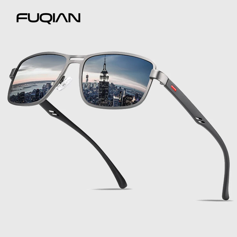 

FUQIAN Luxury Polarized Sunglasses Men 2020 Rectangle Metal Frame Sunglasses Man Fashion Male Glasses For Driving UV400