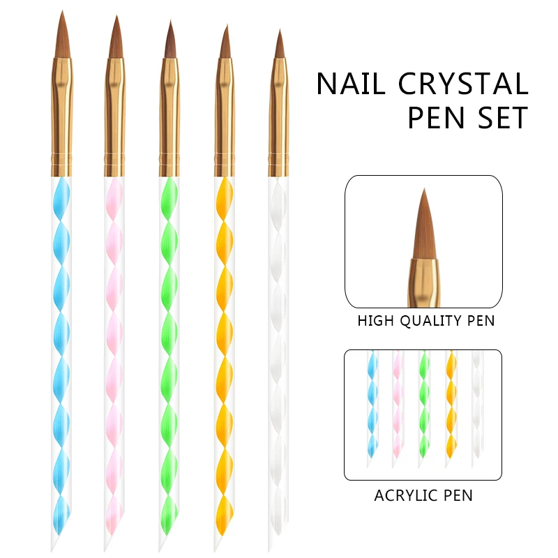 

5Pcs/set Nail Art Drawing Spiral Pen Hook Flower Carving Nail Pen DIY Painting Dotting Manicure Salon Tools Dropshipping DHB-5