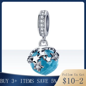 

Pandach High Quality 925 Sterling Silver Dazzling Star Blue Crystal Pendant Charms Fit Charm Bracelets Jewelry Making CMC029