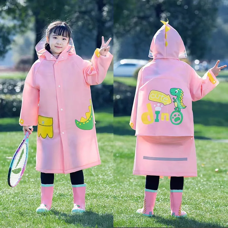 Children Creative Raincoat with Cartoon Dinosaur 2-6 Years Old Boys and Girls Kindergarten Students Ponchos for Spring 