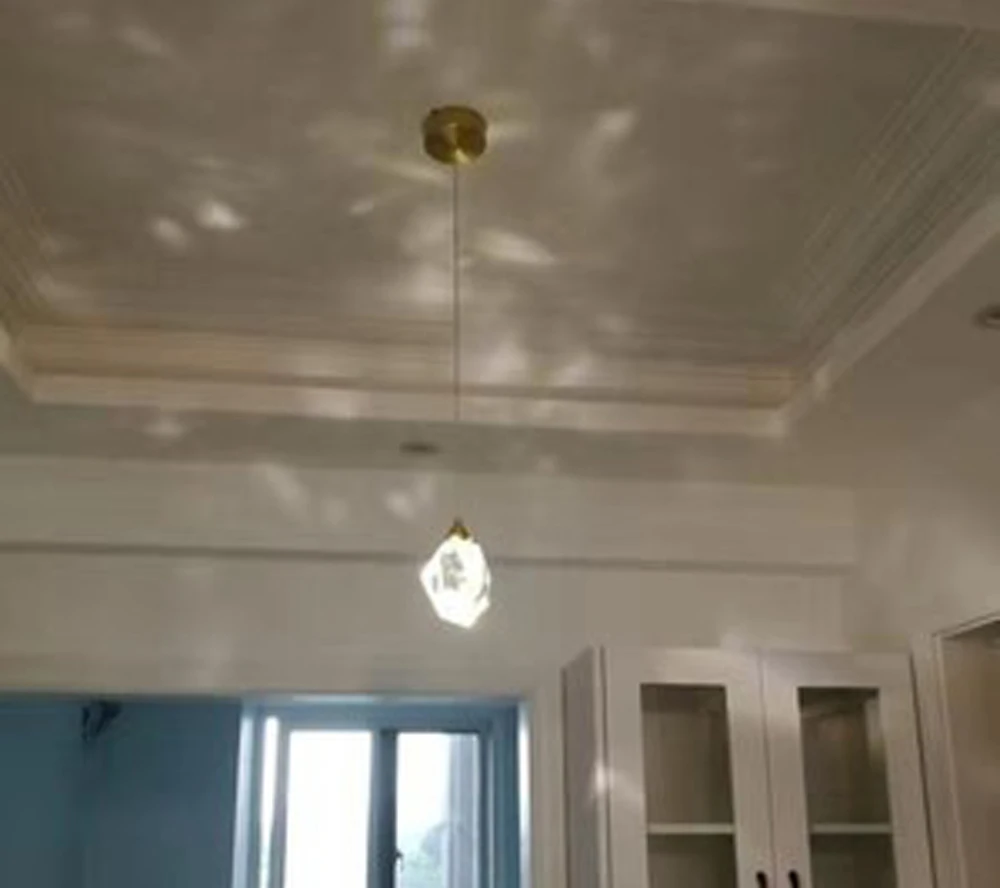 Современный хрустальный подвесной светильник, золото, медная лампа, 220 В, светодиодный светильник для столовой и бара