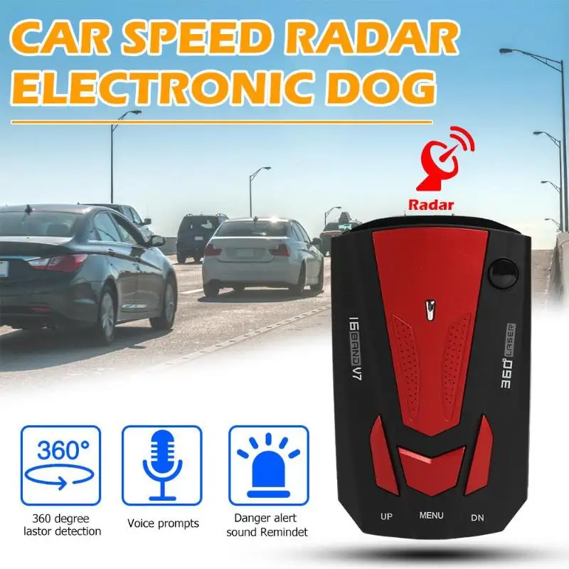 V7 Car Radar Detector English Russian Speed Voice Alert Warning #SY Black 