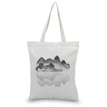 Чернил Рисование холст вместительная сумка для покупок мешок ежедневного использования текст DIY пользовательский печать логотип эко экологическая многоразовая утилизация