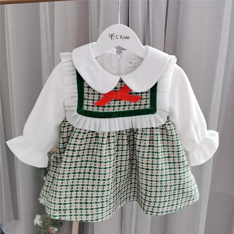 Осенне-зимнее платье для малышей утепленное платье с длинными рукавами для девочек, платье для первого дня рождения