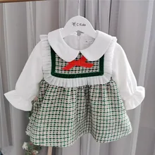 Осенне-зимнее платье для малышей утепленное платье с длинными рукавами для девочек, платье для первого дня рождения