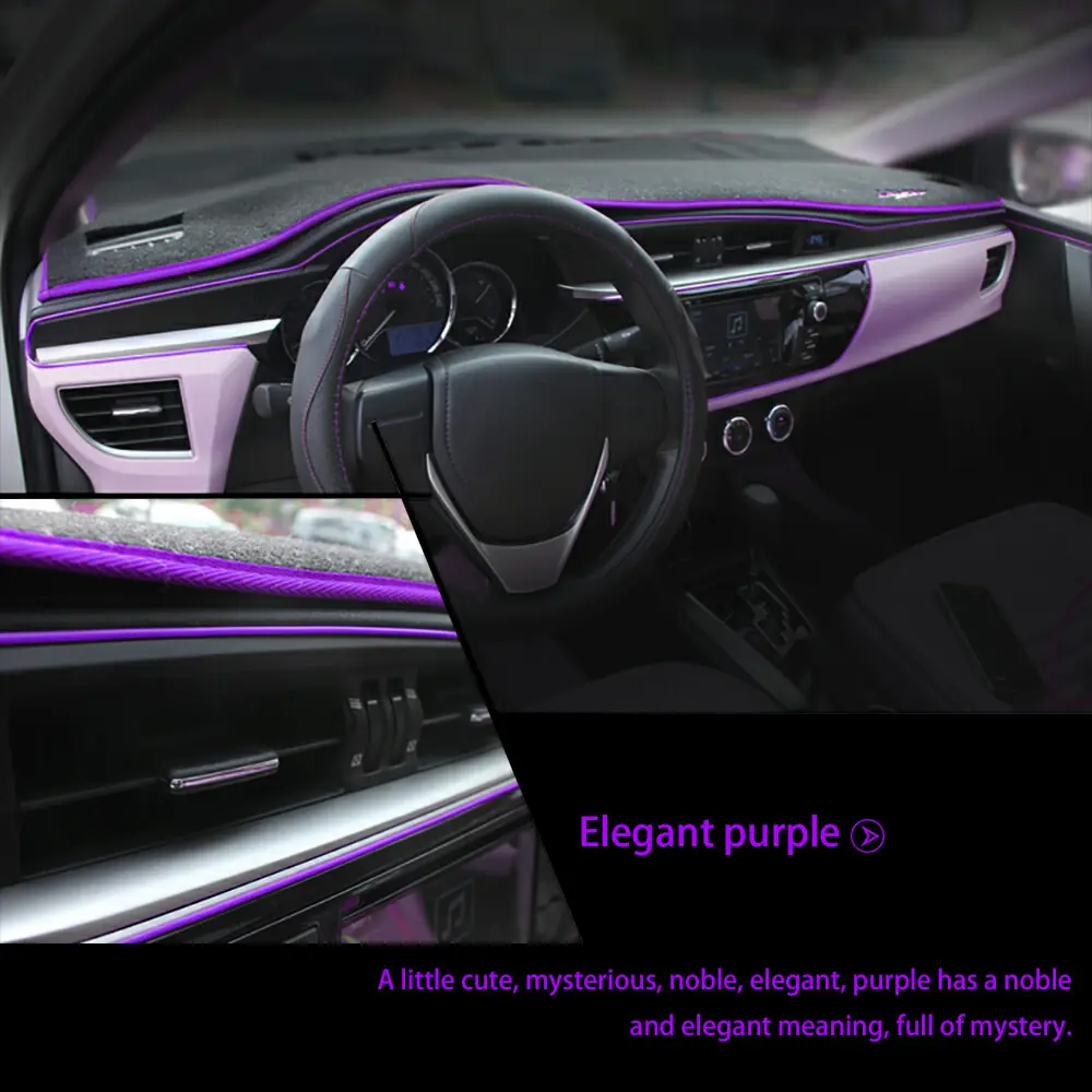 1M/2M/3M/5M Car Styling Lights Flexible Neon Light Tube El Wire 12V Inverter Rope Emitting Line Lamp Led Automotive Accessorie - Цветовая температура: Purple