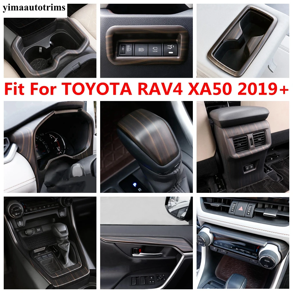 Per Toyota Rav4 Rav 4 Xa50 2019 - 2023 Gear Panel Air Ac Water Cup Head Light Cover Kit Trim Abs Wood Grain Accessori Interni