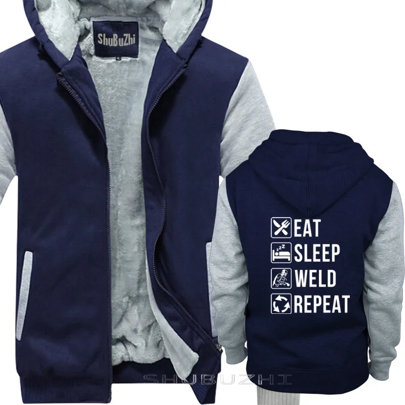 Забавный сварочный Eat Sleep Weld повторный пуловер для сварщиков хлопок модные толстовки Топы уличная Толстая куртка shubuzhi sbz5577 - Цвет: navy grey