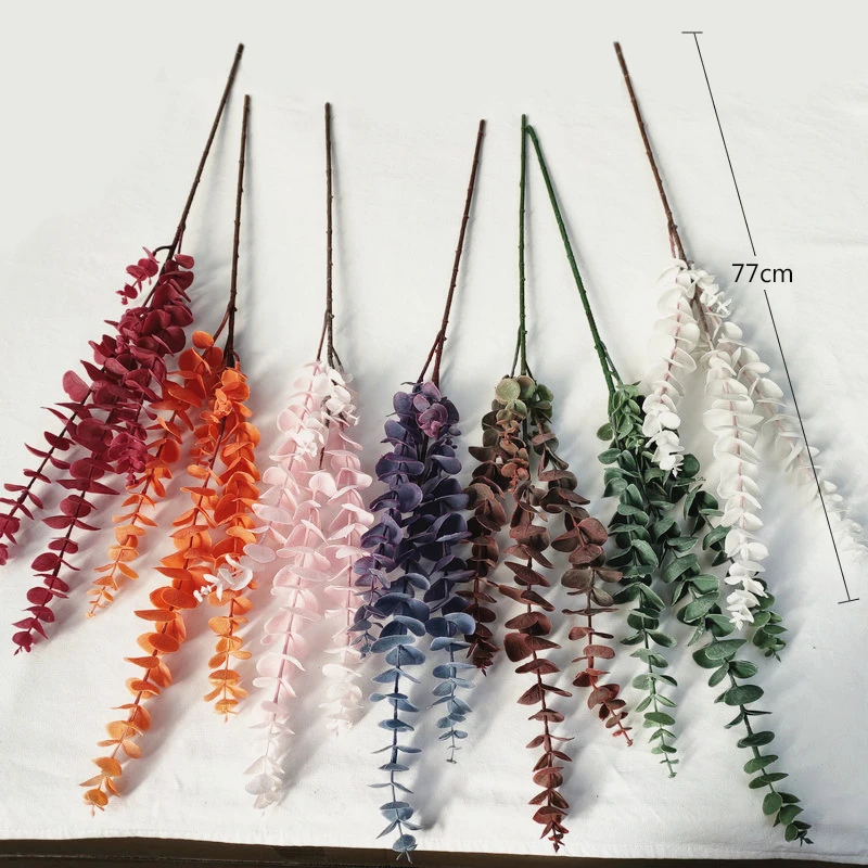 JAROWN Artificial Plant Autumn Eucalyptus Succulent Wedding Decoration DIY Bouquet With Grass Home Flower Arrangement Eucalyptus (12)