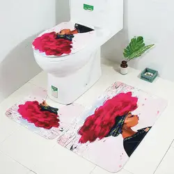 3 шт./компл. нескользящий, для ванной коврик Американский Африканский женский ковер для ванной комнаты цветок абсорбент домашняя Крышка для