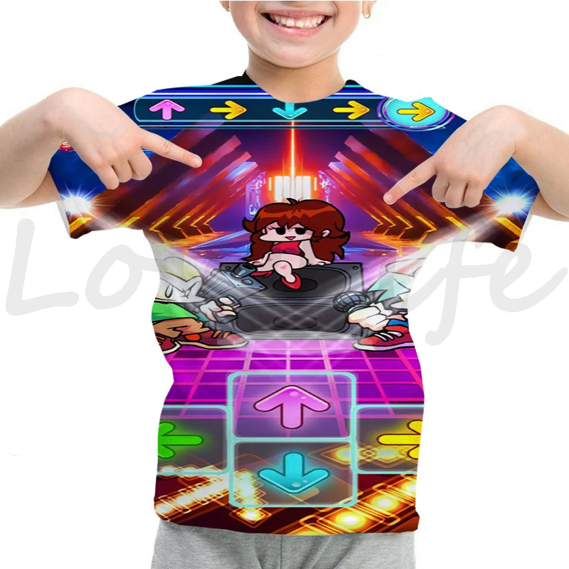 thumbnail image 1 of Camiseta Funkin de viernes por la noche para niños, camiseta divertida de manga corta con dibujos animados del juego FNF, camiseta 3D de verano para niños, ropa kawaii para niños, camiseta de anime, 1 of 5