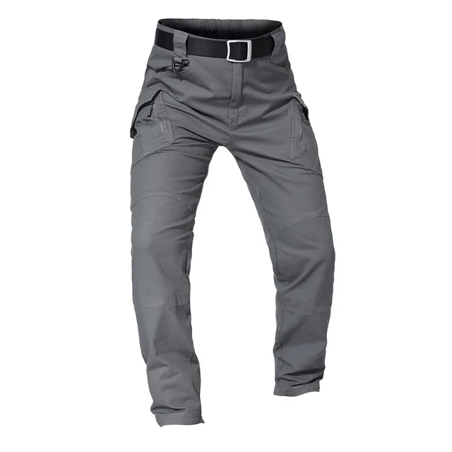 Tactical Pants Men Elastic Outdoor Military Army Trousers Men Multi-Pocket Waterproof Wear Resistant Casual Cargo Pants IX9 Grey