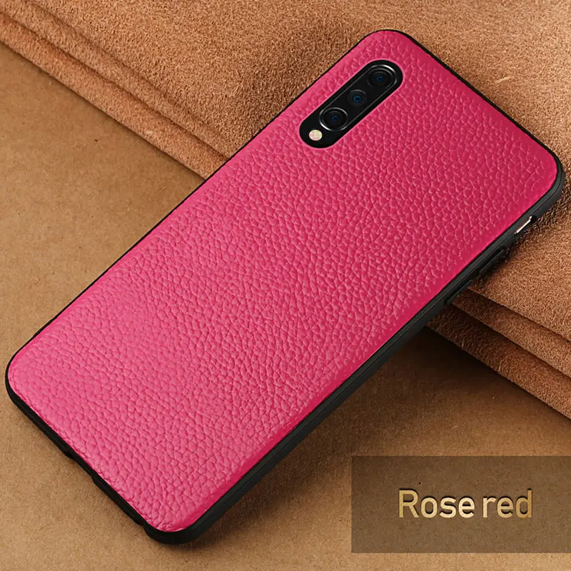 Розово-красный Роскошный кожаный чехол для xiaomi mi 8 lite A2 A1 9T 9 SE чехол противоударный настоящая кожа задняя крышка для xiaomi redmi note 7 K20 чехол - Цвет: Розово-красный