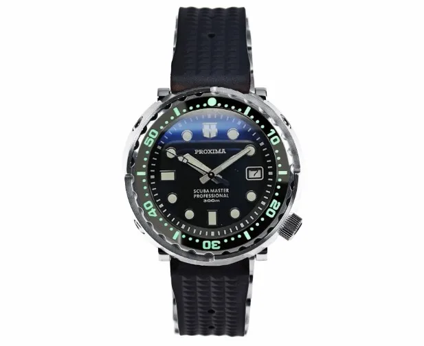 Black Bezel R Band Proxima SBBN015 черный циферблат NH35 тунец дайвер Автоматические наручные часы MarineMaster - Цвет: Black Bezel R Band