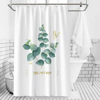 

Shower Curtain Polyester Fabric Machine Washable with 12 Hooks Waterproof Plant Curtains Bathroom Accessories 180*180cm