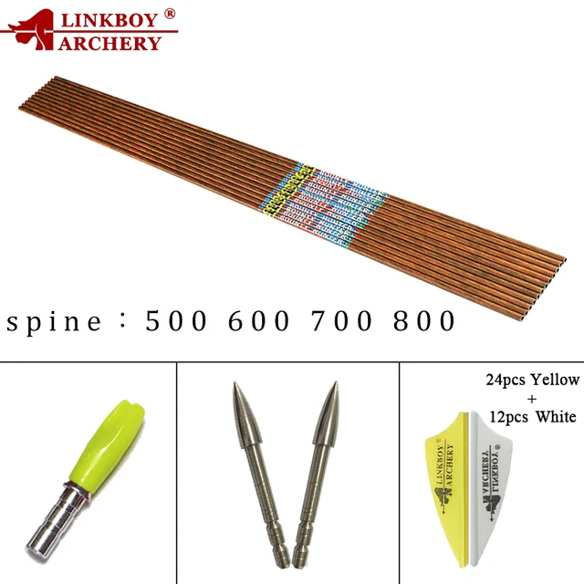 US $52.97 12pcs Linkboy Archery Carbon Arrow Sp500 Plastic Vane Target Tips Recurve