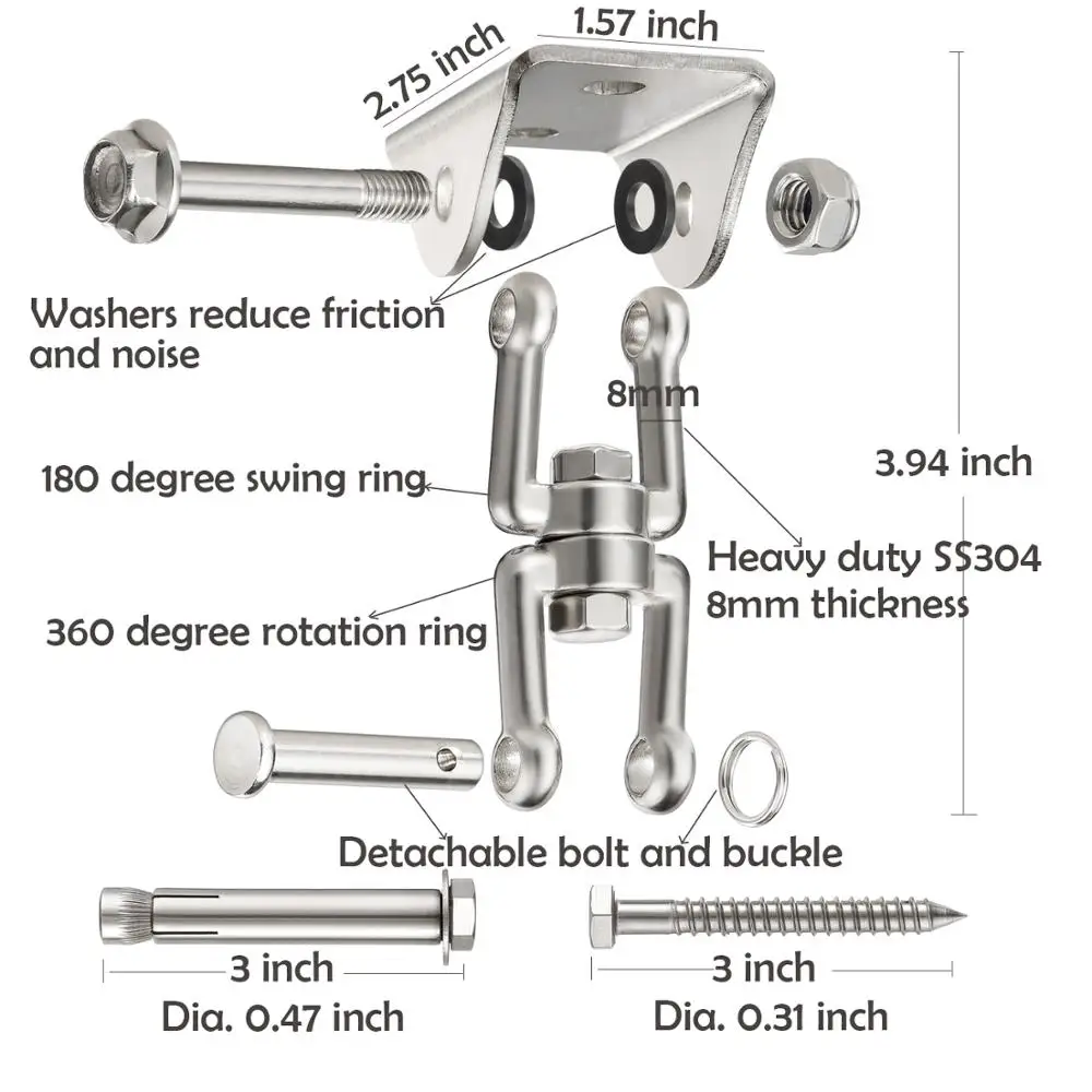 360 Вращающаяся застежка для гамака для йоги, вешалка для гамака для йоги, фиксированная пластина из нержавеющей стали, поворотная Пряжка для стула, поворотная фиксированная пластина