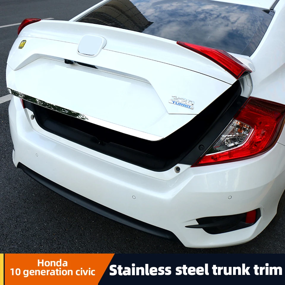 

Trunk trim Tail trim For Honda ten generation civic tail door trim trunk stainless steel modified decorative sparkle Retrofit