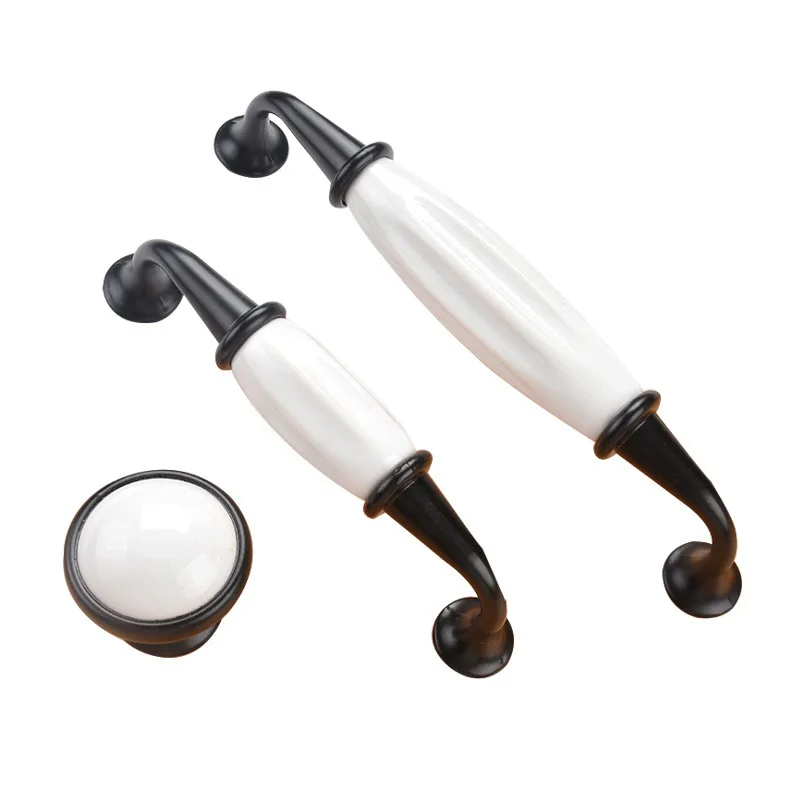 

JD Cabinet Ceramic Black White Handle European Aluminum Wardrobe Door Handle Drawer Modern Minimalist Handle Furniture Hardware