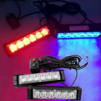 

CYAN SOIL BAY 2x 6 LED Car Grille LED Emergency Beacon Light Bar Hazard Strobe Warning Blue Red