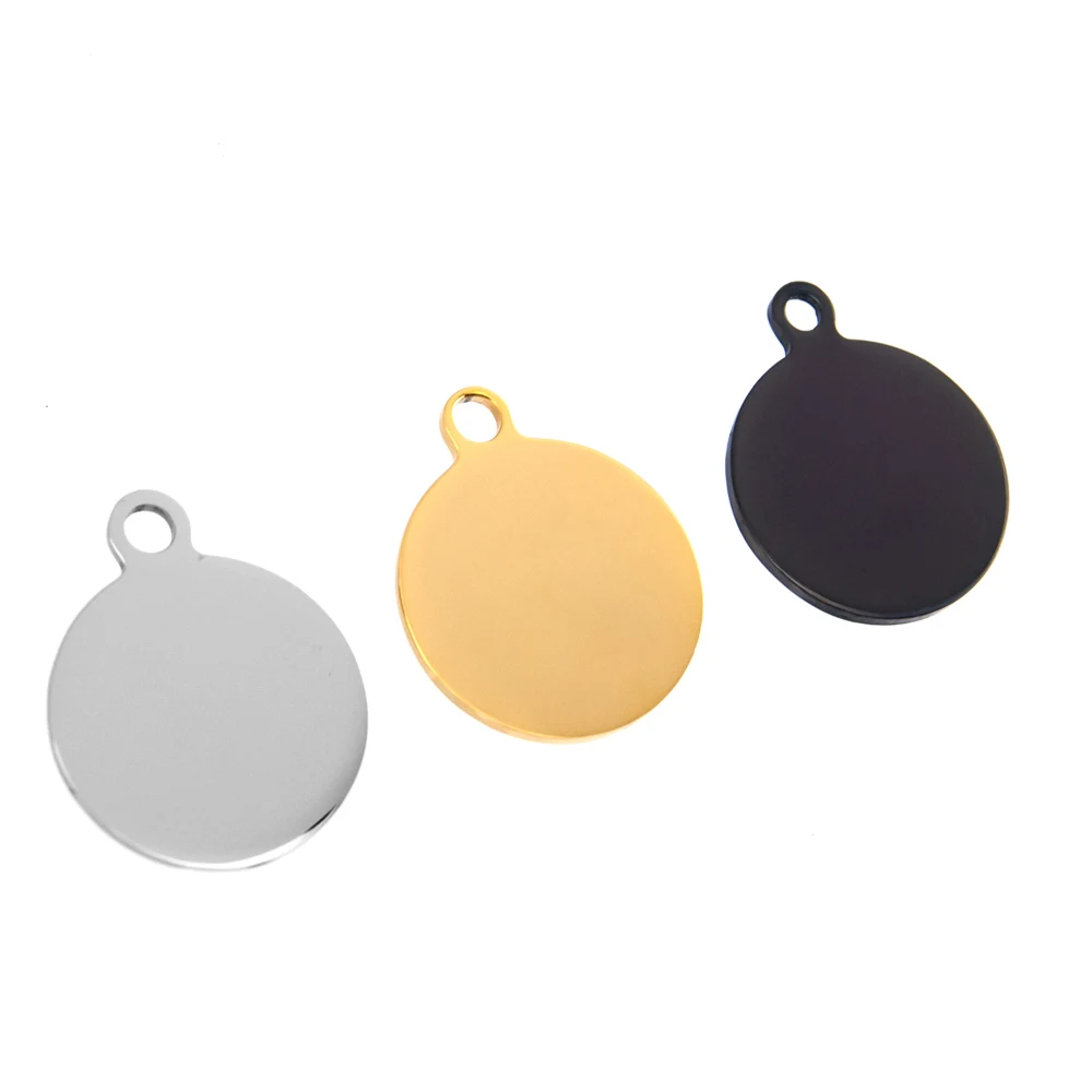 

50 шт круглый диск Кулон Золото/Черный Нержавеющая сталь Высокое качество DIY Ювелирные изделия зеркальная полированная подвеска ожерелье мужские и женские подвески