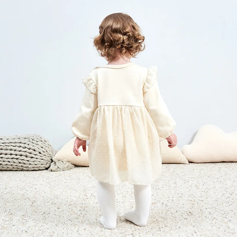 

2019 Spring And Autumn New Style Baby Onesie Korean-style Female Baby Triangle Romper with Mesh Dress Baby Crawling Clothes One