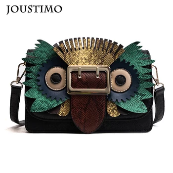 

Cute Cartoon Owl Flap Bag Women Casual Shoulder Handbag Personality PU Leather Large Capacity Square Purses Female Messenger Bag