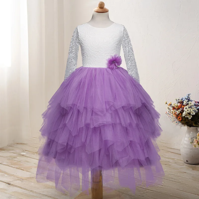 

Formal Party Dress for Girls with Long Sleeve Summer Dresses Girl Flutty Dressy Kids Performance Clothes Child Princess Sundress