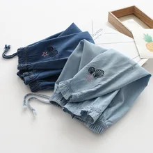 Летние джинсы из хлопка с вышивкой в виде морской звезды 19 30203 детская одежда