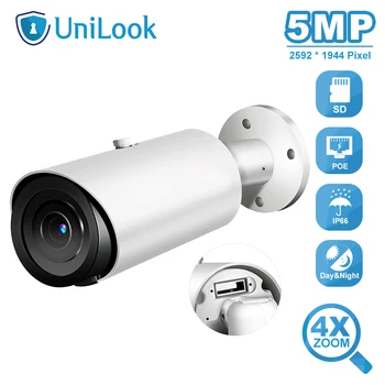UniLook 5MP Bullet POE IP Camera 4X Optical Zoom Built in Microphone SD Card Slot Outdoor Security Camera IP66 H.265 ONVIF P2P 1