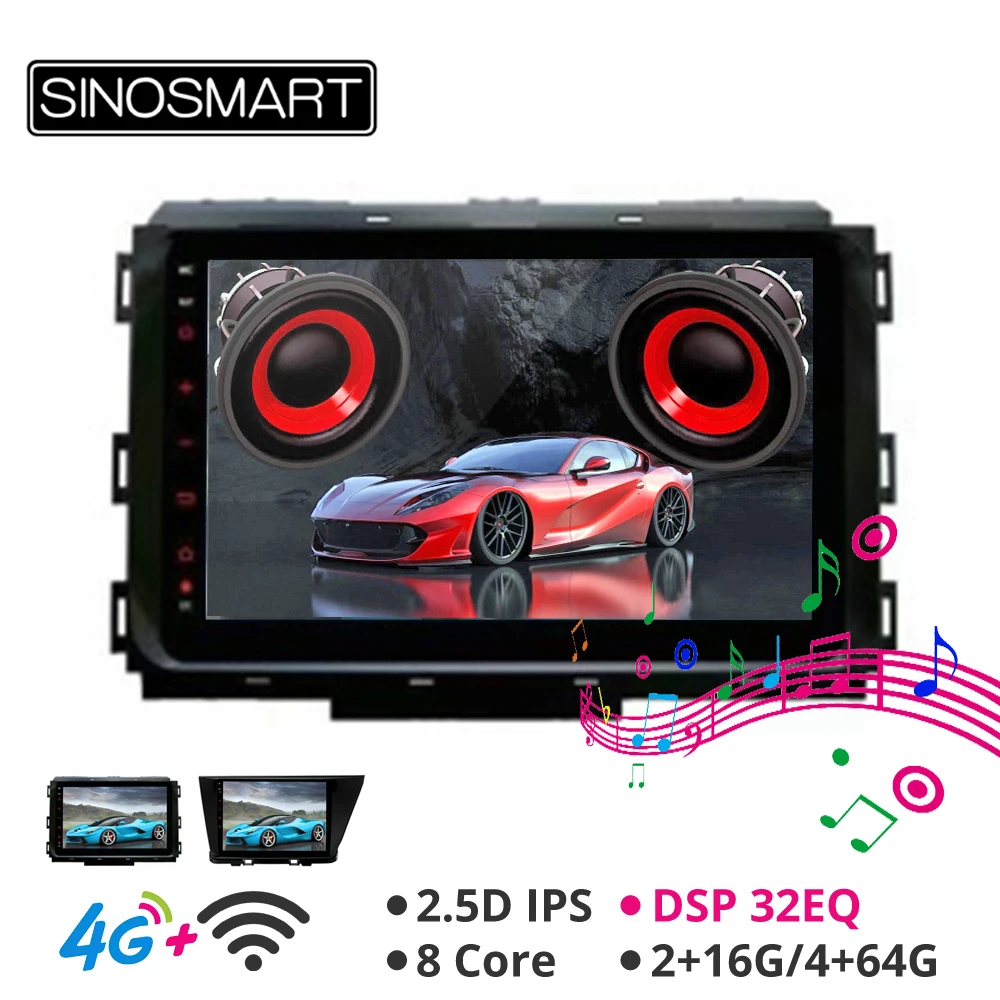 

Sinosmart Android 8.1 Car GPS Navigation Radio for Kia Carnival Cedona Niro 2014-2018 2din 2.5D IPS/QLED Screen