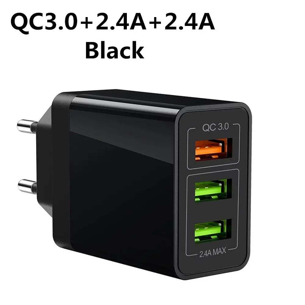 30 Вт Quick Charge 3,0 QC 3,0/4 адаптер быстрой зарядки 5V 2.4A мульти штекер Зарядное устройство с 3 портами(стандарт тройной порт для iphone мобильного телефона - Тип штекера: 30W black