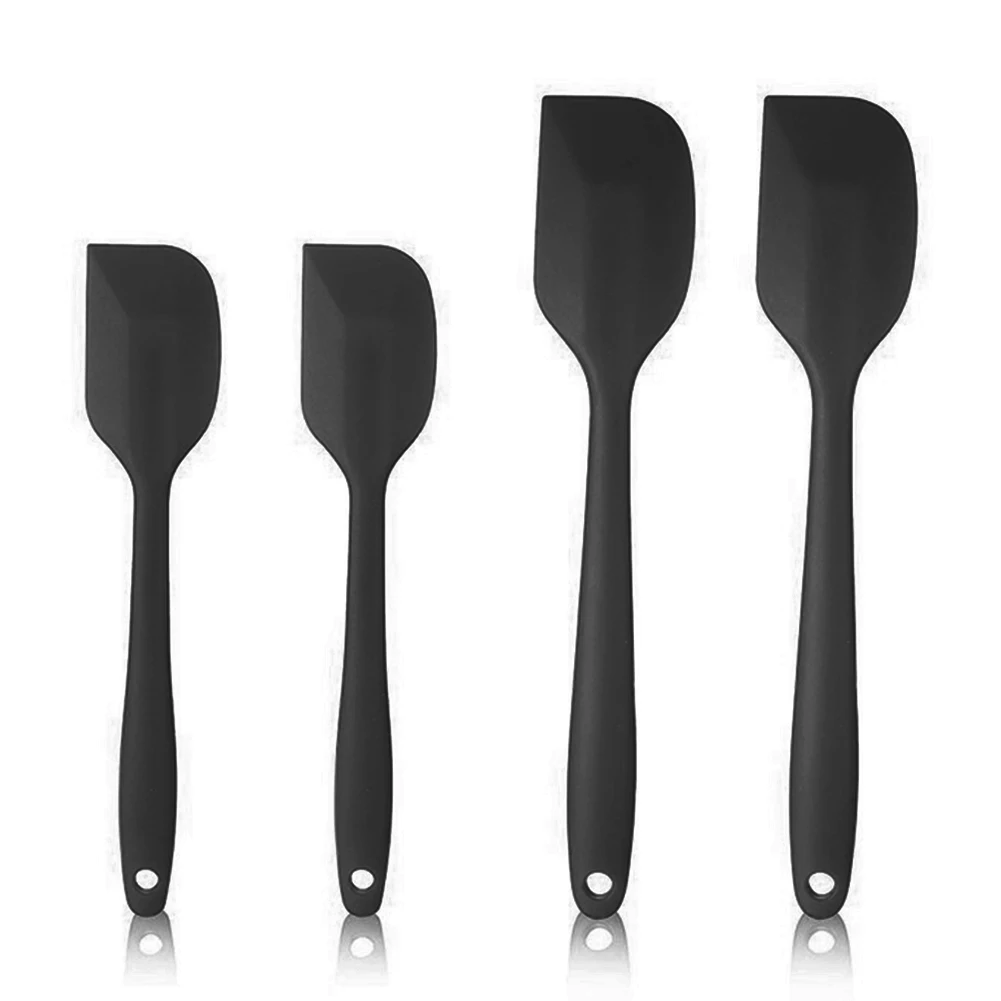 Черный Heat Resistant Spatula Silicone Mixing Scraper Butter Cream Portable Hanging Cookware Hygienic Bakery Tool Lightweight - Цвет: Черный