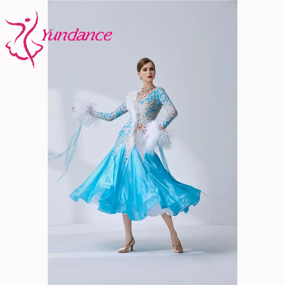 B-1999 Бальные платья синего цвета для танцев, vestiti da ballo standard donna waltz платье для взрослых
